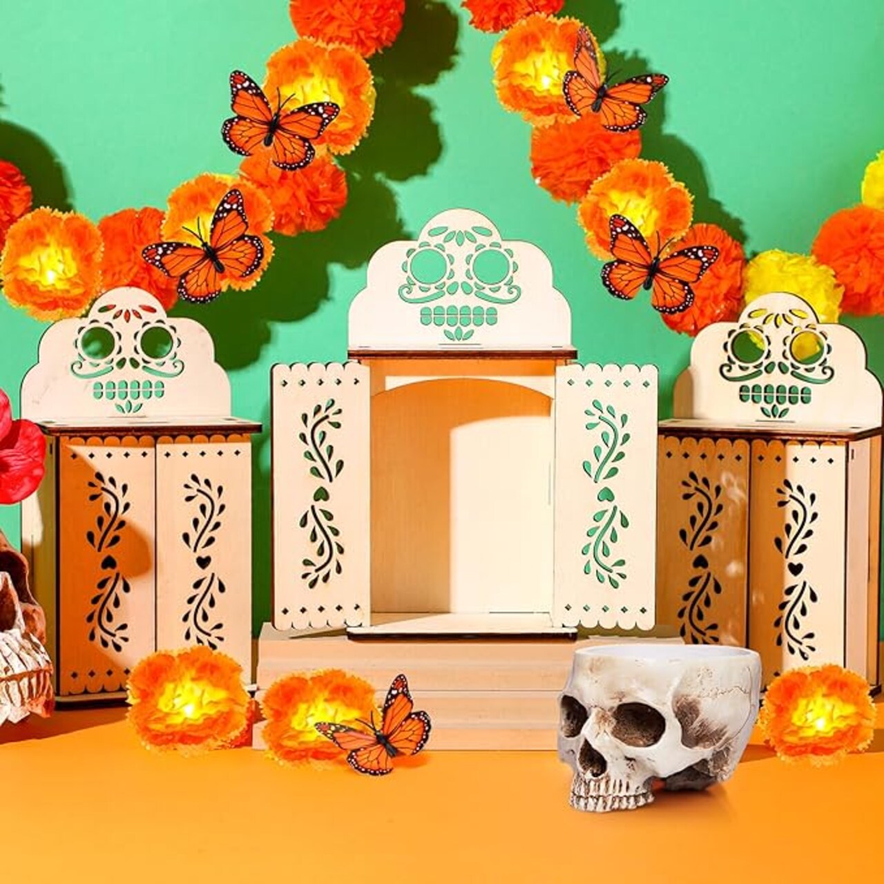 3 Pcs Dia De Los Muertos Ofrenda Shadow Box Wooden Day of The Dead Shadow Box Dia De Los Muertos Altar Shrine Box Remembrance Picture Frame Shadow Box for Altar Ofrenda Supplies